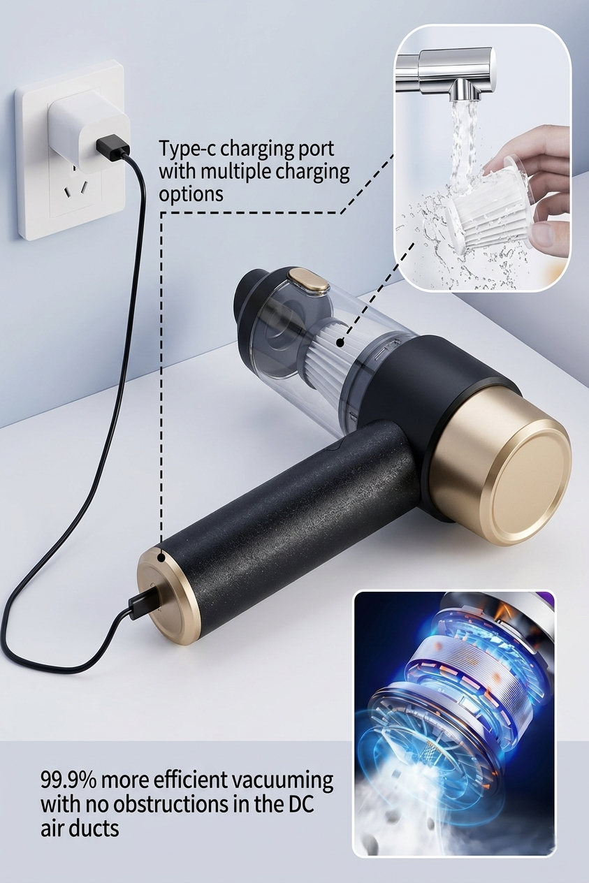 Car Vacuum Cleaner Cordless, Portable Handheld